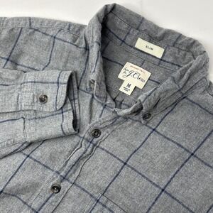 J. Crew Gray Button-Down Shirt with Blue Windowpane
